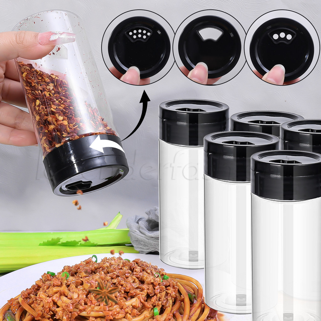 ขวดเครื่องเทศพลาสติกใส-นํามาใช้ใหม่,พลาสติก,ปิดผนึก-ภาชนะปรุงรสที่มีฝาปิดเชคเกอร์-สําหรับบ้านครัวจัดเก็บผงเครื่องเทศ-อุปกรณ์ครัว