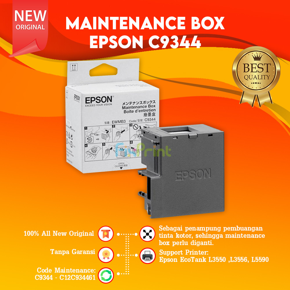 Original Epson C9344 เครื่องพิมพ์บํารุงรักษากล่องหมึก Disposal L3550 L3556 L5590 C12C934461 กล่องบํา