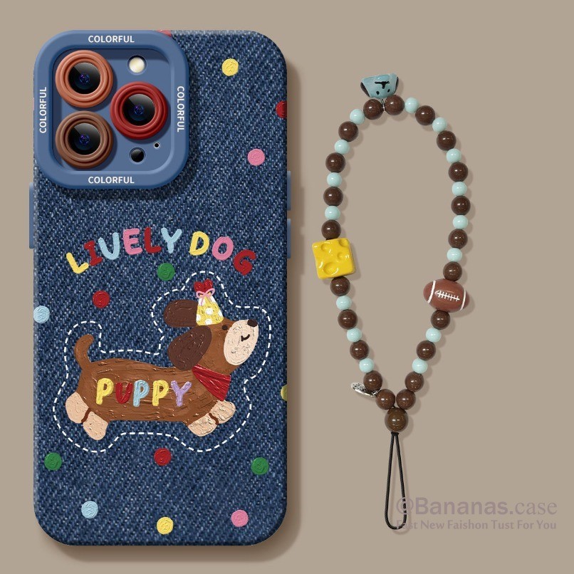 Iphone 16 15 14 13 12 11 Pro Max X Xr Xs Max 7 8 Plus SE2020 เคสโทรศัพท์น่ารักคาวบอยไส้กรอกสุนัข + Lanyard กลับปกอ่อน