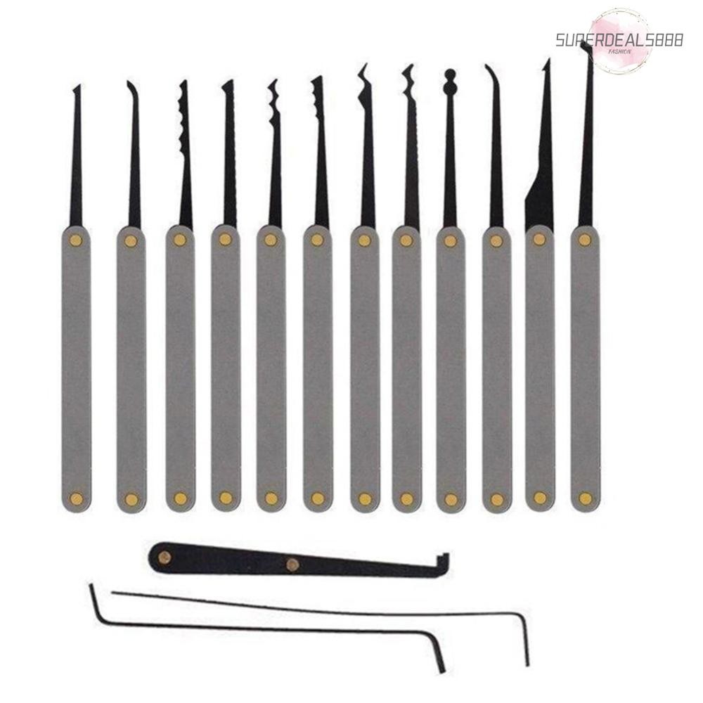 17pcs Training Practice Lock Pick Padlock Picking ปลดล็อค Lock Pick Tools [SuperDeals888.th]