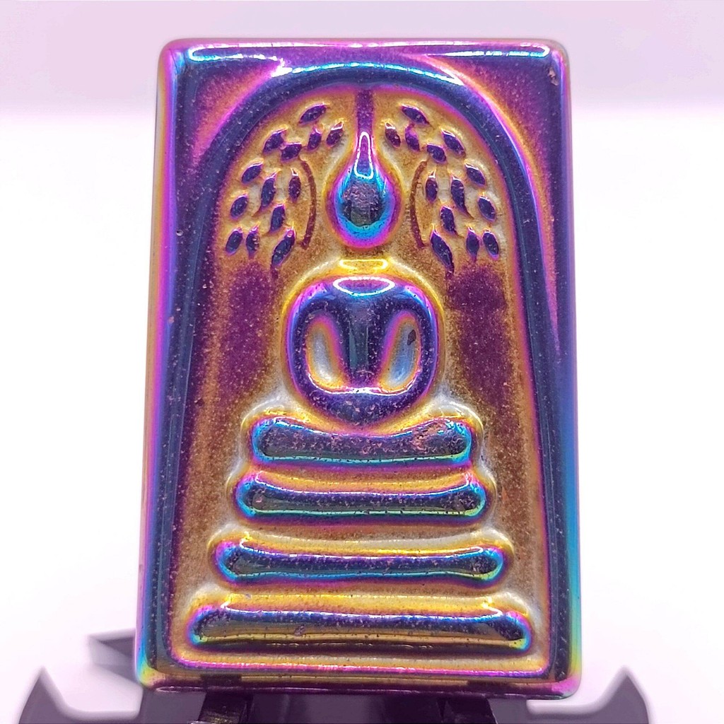 K258 พระสมเด็จโต วัดระฆัง พิมพ์ปรกโพธิ์ เหล็กไหล 7 สี กรอบทองไมครอน ขนาด 2.5x4 ซม. - รูปที่ 5