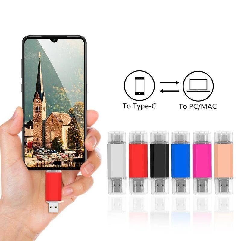 ดิสก์หน่วยความจํากระพริบ USB สีความเร็วสูงสไตล์ใหม่ C-Type จี้โลหะสองในหนึ่งเดียว OTG Stylus แฟลชไดรฟ์แบบพกพาที่กําหนดเองชื่อเลเซอร์ตัวอักษรโลโก้ขายส่ง