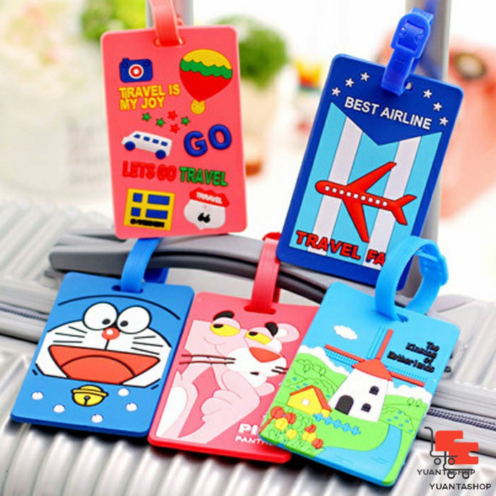 ป้ายห้อยกระเป๋า PVC นิ่ม ป้ายแท็กกระเป๋าเดินทาง ลายการ์ตูน luggage tag