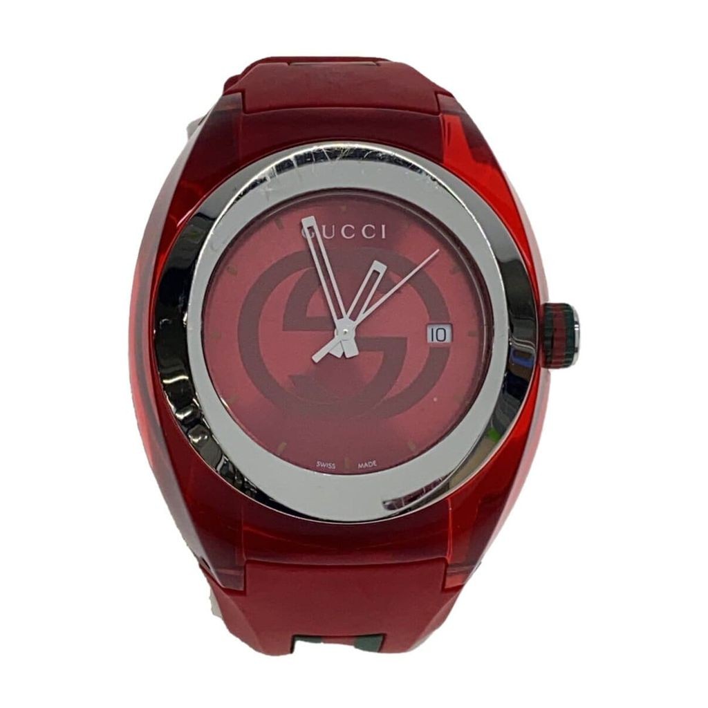 Gucci Mens Watch Quartz Analog Glover RED 137.1 SYNC ส่งตรงจากญี่ปุ่นมือสอง
