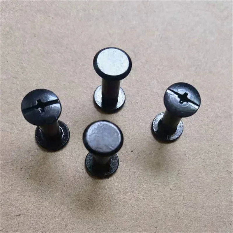100pcs/lot Black Book Screw m5*4/5/6/8/10/12/15/18/20mm steel with black Chicago Screws Snap Rivet  
