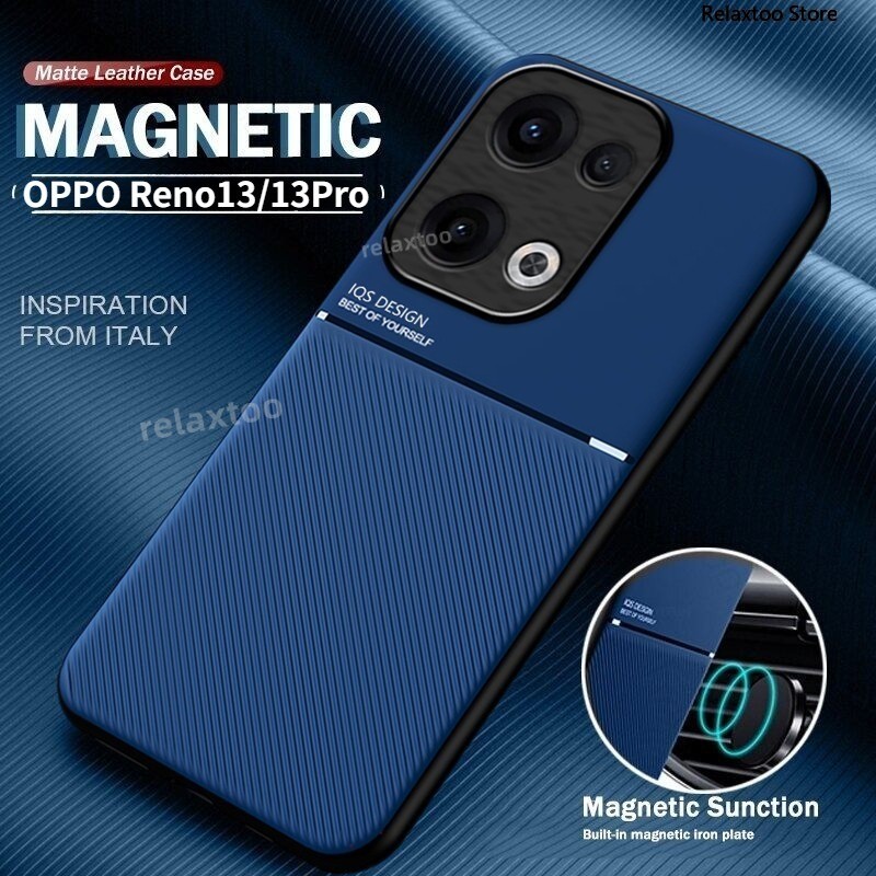 Reno13 Pro 5G หนัง Matte สําหรับ OPPO Reno 13 Reno13 Pro 13Pro Reno13Pro 5G รถผู้ถือแม่เหล็กซิลิโคนอ่อนนุ่มเคสโทรศัพท์กันกระแทกป้องกันปกหลัง