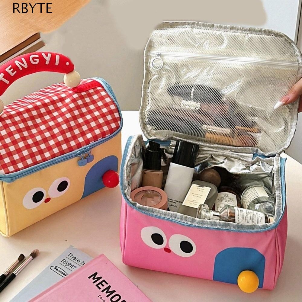 Rbyte กระเป๋าเครื่องสําอางรูปบ้าน,การ์ตูนความจุขนาดใหญ่มือถือแต่งหน้ากระเป๋า,แบบพกพาไนลอนมัลติฟังก์ชั่กันน้ําถุงเก็บผลิตภัณฑ์ดูแลผิวผู้หญิง