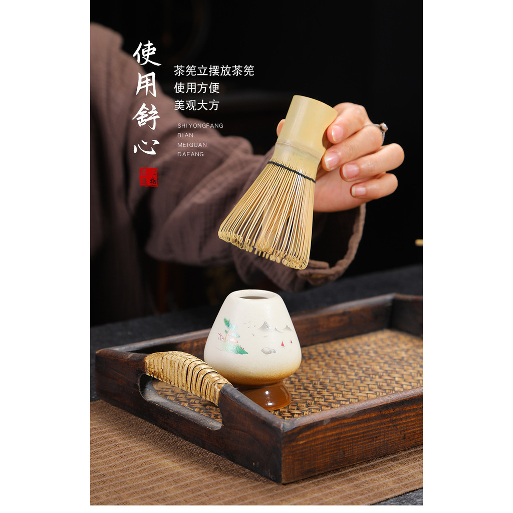 ชามมัทฉะเครื่องปั้นดินเผาหยาบพร้อมปากชุดมัทฉะสไตล์ญี่ปุ่นหม้อชาแปรงไม้ไผ่เซรามิกสมัยราชวงศ์ซ่งพิธีชงชากล่องของขวัญ koae - รูปที่ 3