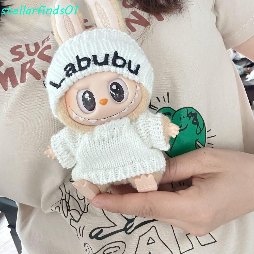 Stellarfends นั่ง Party Labubu ตุ๊กตาเสื้อผ้า, หมวกถัก เสื้อกันหนาว Labubu II ชุดตุ๊กตา, Hoodie Collection ชุดมินิผ้าฝ้ายตุ๊กตาเสื้อผ้า Idol ตุ๊กตา