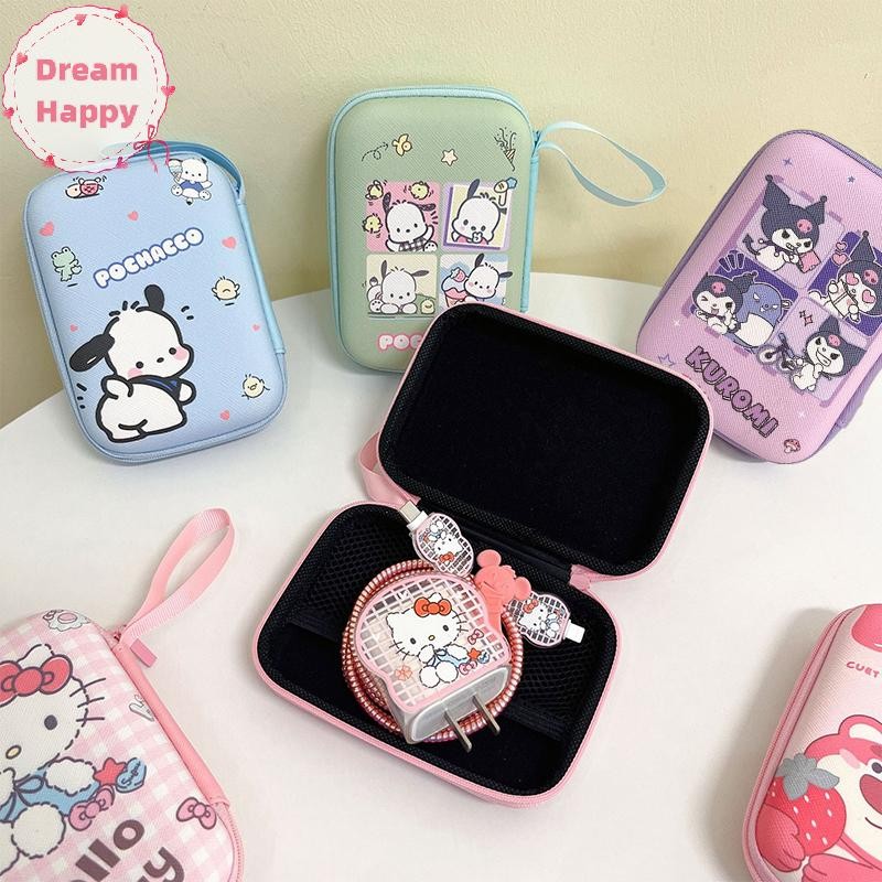 Dreamhappy การ์ตูนน่ารัก Sanrio อะนิเมะ Kitty Kuromi Pochacco หูฟังสายชาร์จเหรียญ Hard Disk Travel แบบพกพากระเป๋า Organizer TH