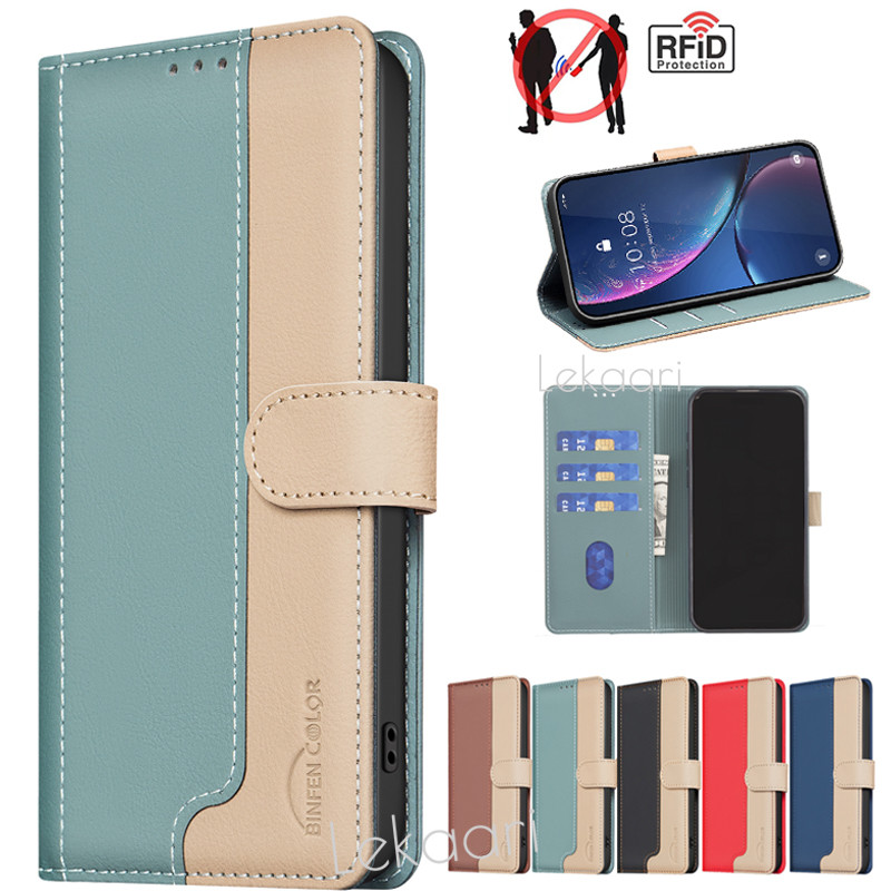 ตัดกันสําหรับ Infinix Smart 9 Hot 50i 50 หมายเหตุ 40 Tecno Spark 30 30C 20C Pova 6 Neo Pro Plus 5G กระเป๋าสตางค์หนัง RFID Blocking ป้องกันความปลอดภัยฝาครอบโทรศัพท์