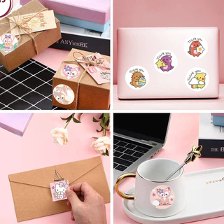 สติ๊กเกอร์ขอบคุณ สติ๊กเกอร์ติดกล่อง สติ๊กเกอร์ 500 ชิ้น/ม้วนสําหรับตกแต่งสแครบบุ้คสติ๊กเกอร์ขอบคุณ