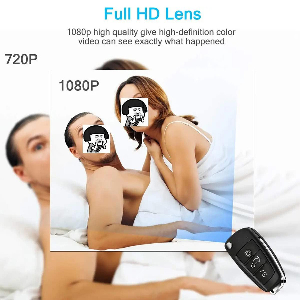 1080p Full HD กุญแจรถมินิกล้องอินฟราเรด Night Vision การตรวจจับการเคลื่อนไหวพวงกุญแจ Action กล้อง