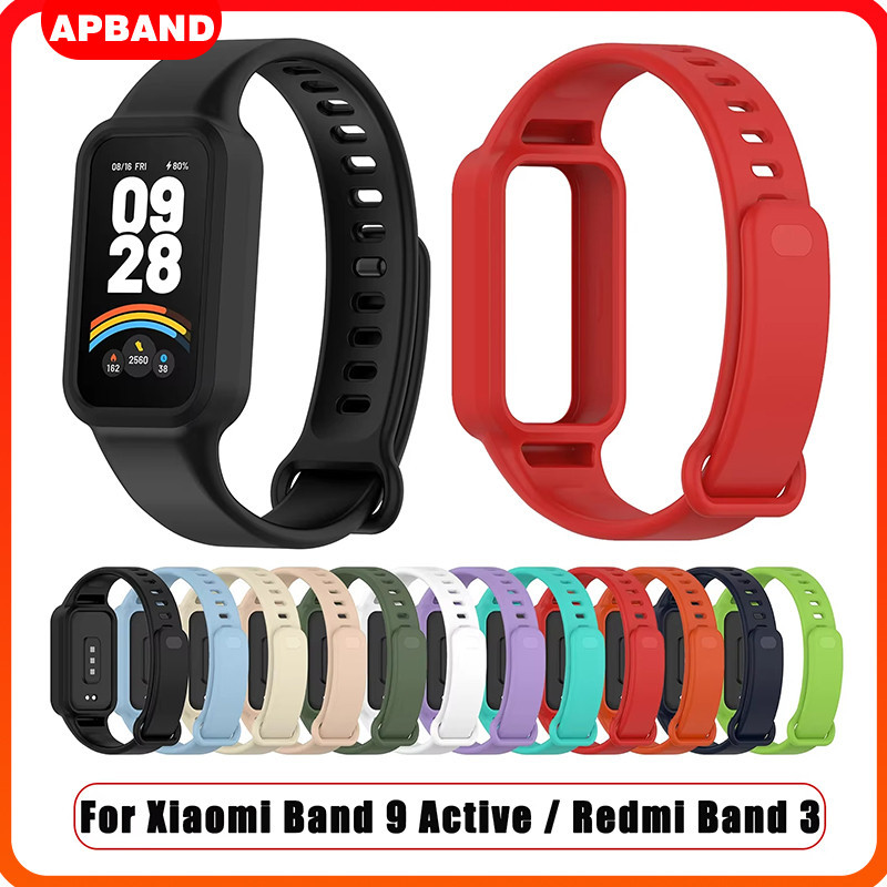 สายรัดกรณีซิลิโคนกีฬา for Xiaomi Mi Band 9 Active/Redmi Band 3 ป้องกันหน้าจอป้องกันกระแทกป้องกันกระแทกยาง