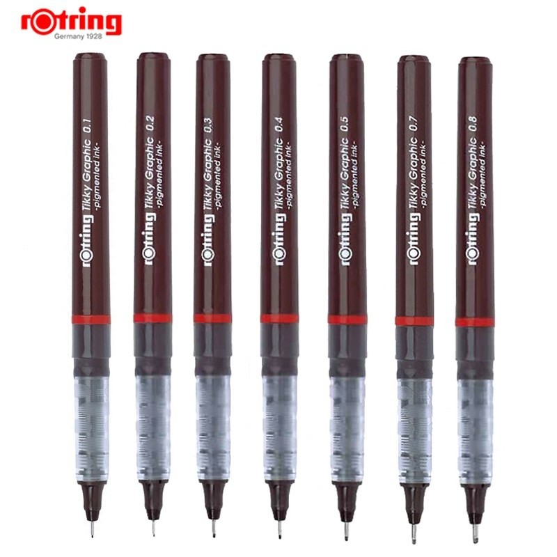 Rotring Tikky Graphic Pen สีดํา การออกแบบการวาดภาพแบบจุดมีรูพรุน ปากกาหมึกสี สามารถเพิ่มหมึกซ้ําๆได้