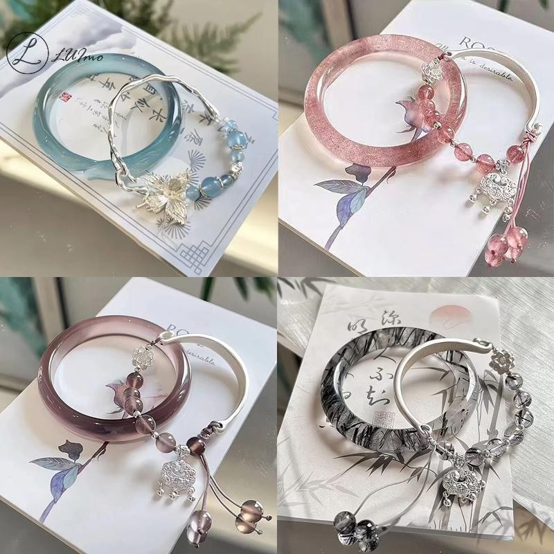 Luimo 2 ชิ้นประณีตสไตล์จีน sels สร้อยข้อมือสําหรับผู้หญิงสาวอเนกประสงค์สไตล์โบราณสร้อยข้อมือเครื่องประดับอุปกรณ์เสริมของขวัญใหม่