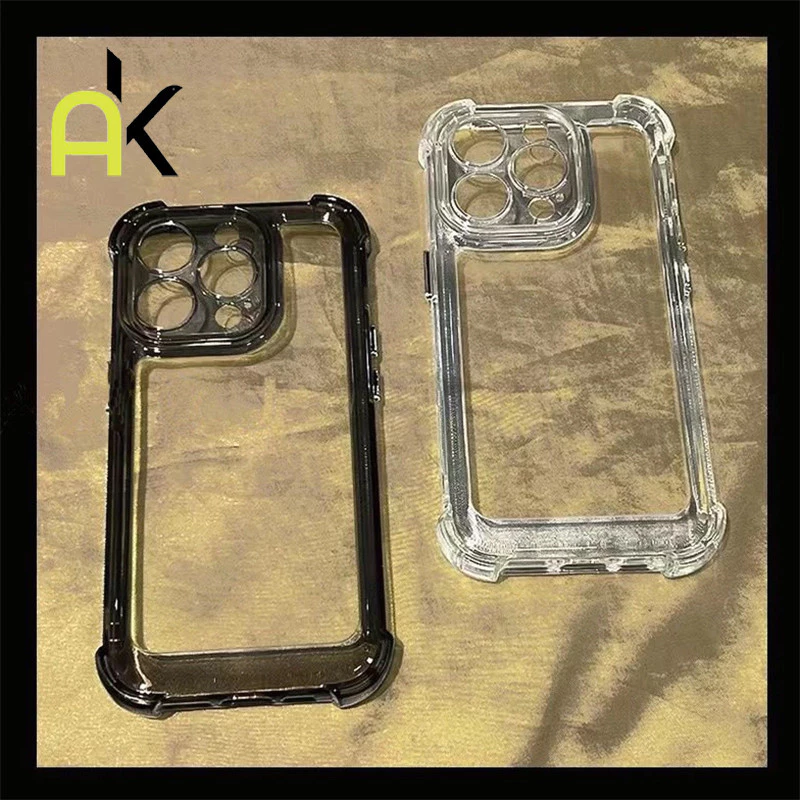 AK เคสโทรศัพท์ซิลิโคน TPU นิ่ม แบบใส กันกระแทกสี่มุม หรูหรา สําหรับ IPhone 17 16 15 11 13 14 12 Pro 7 8 Plus XS Max X XR