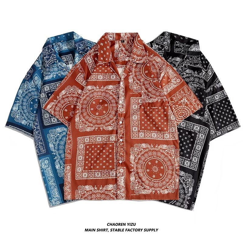 EERSHENSHI เสื้อฮาวายลายดอกไม้ Unisex อินเทรนด์หลวมชายหาดวันหยุดแขนสั้น