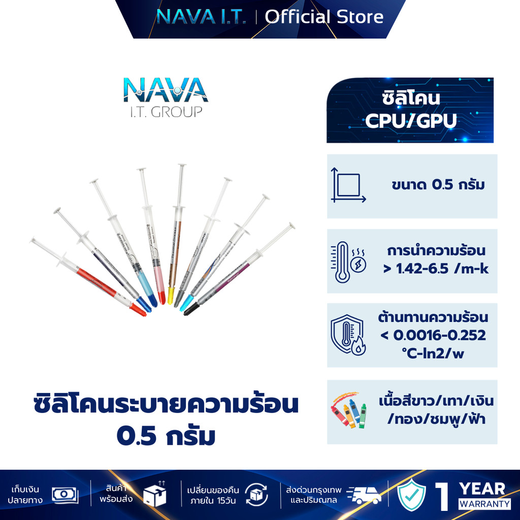 NAVA IT ซิลิโคนระบายความร้อน CPU/GPU Silicone ขนาด 0.5 กรัม