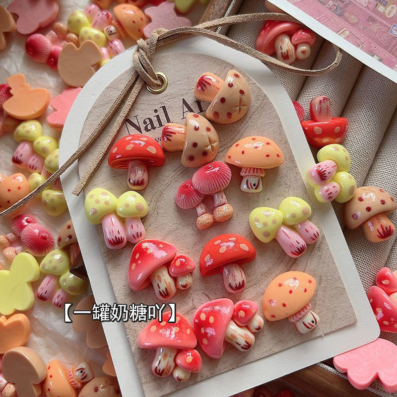 [100 ชิ้นในสต็อก] เห็ดมหัศจรรย์เรซิน DIY อุปกรณ์ตกแต่งครีมกาว ถ้วย ที่หนีบผม ของตกแต่ง วัสดุงานฝีมือ DIY