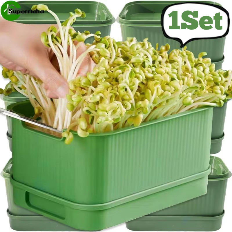 ถาดเพาะกล้าพิเศษงอกพลาสติก - เครื่องมือคอนเทนเนอร์ทําสวน - ถาดเพาะชํางอกการเพาะปลูกไร้ดิน - ถั่วงอกระบายอากาศ กระถางต้นกล้า - ประหยัดพื้นที่