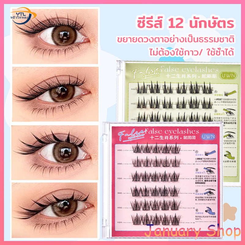 ซีรีส์ 12 นักษัตร ขนตาปลอม 3D ไม่ต้องใช้กาว มีกาวในตัว ขยายตา ติดทน ใช้ซ้ำได้ เหมาะสำหรับมือใหม่ 30/36 ช่อ/กล่อง