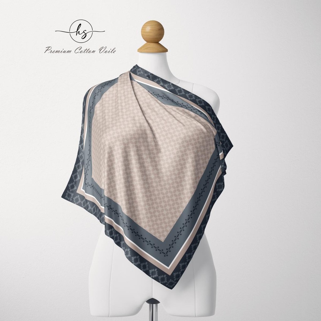 HARMONY W Tudung Bawal Cotton Voile PREMIUM Square Hijab พิมพ์ B45+