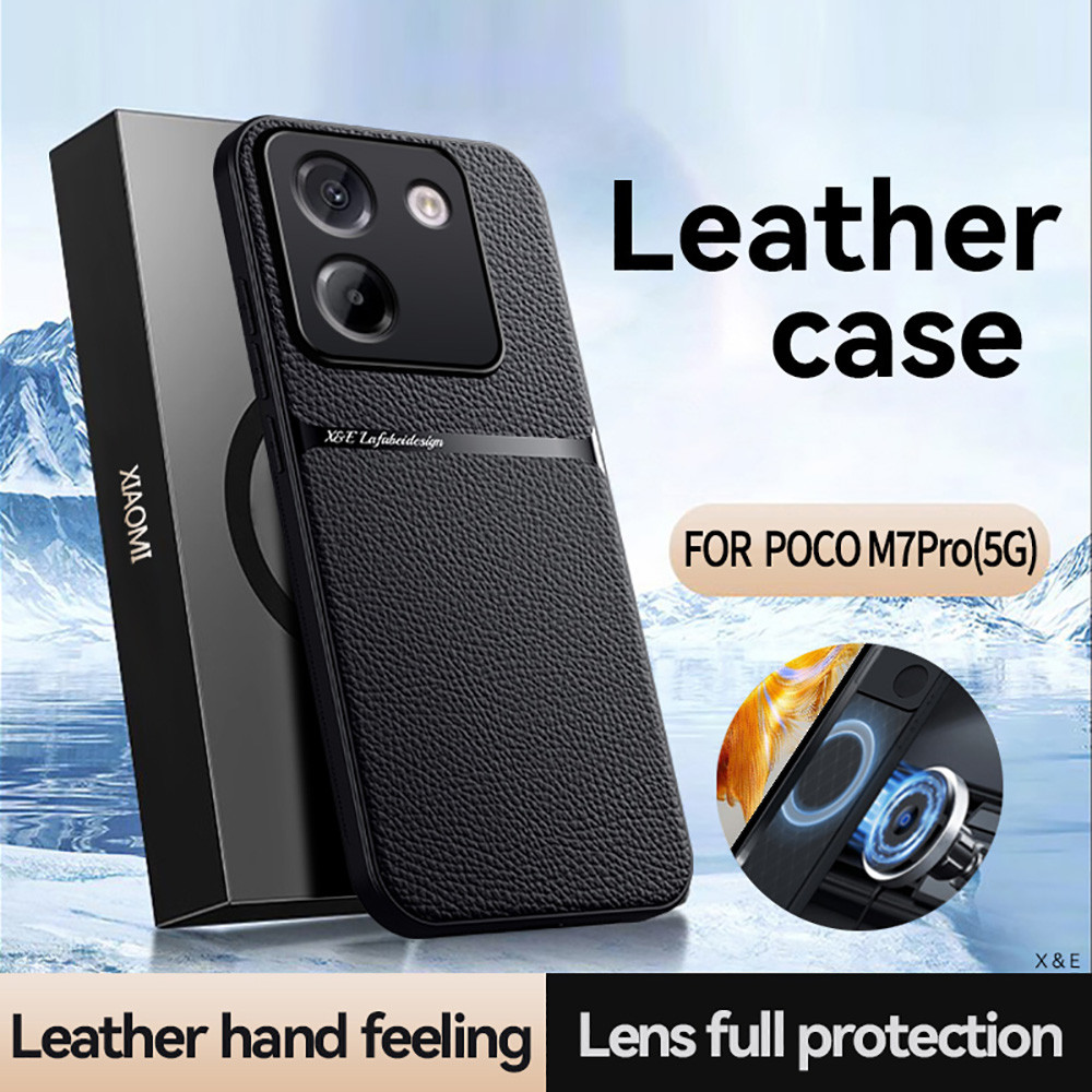 Poco M7 Pro 5GปลอกกันกระแทกสําหรับXiaomi Poco M7 Pro M 7Pro PocoM7Pro 5Gหนังผู้ถือรถแม่เหล็กเคสโทรศัพท์Anti-Fallกันชนกล้องเลนส์ป้องกันปกหลังShell