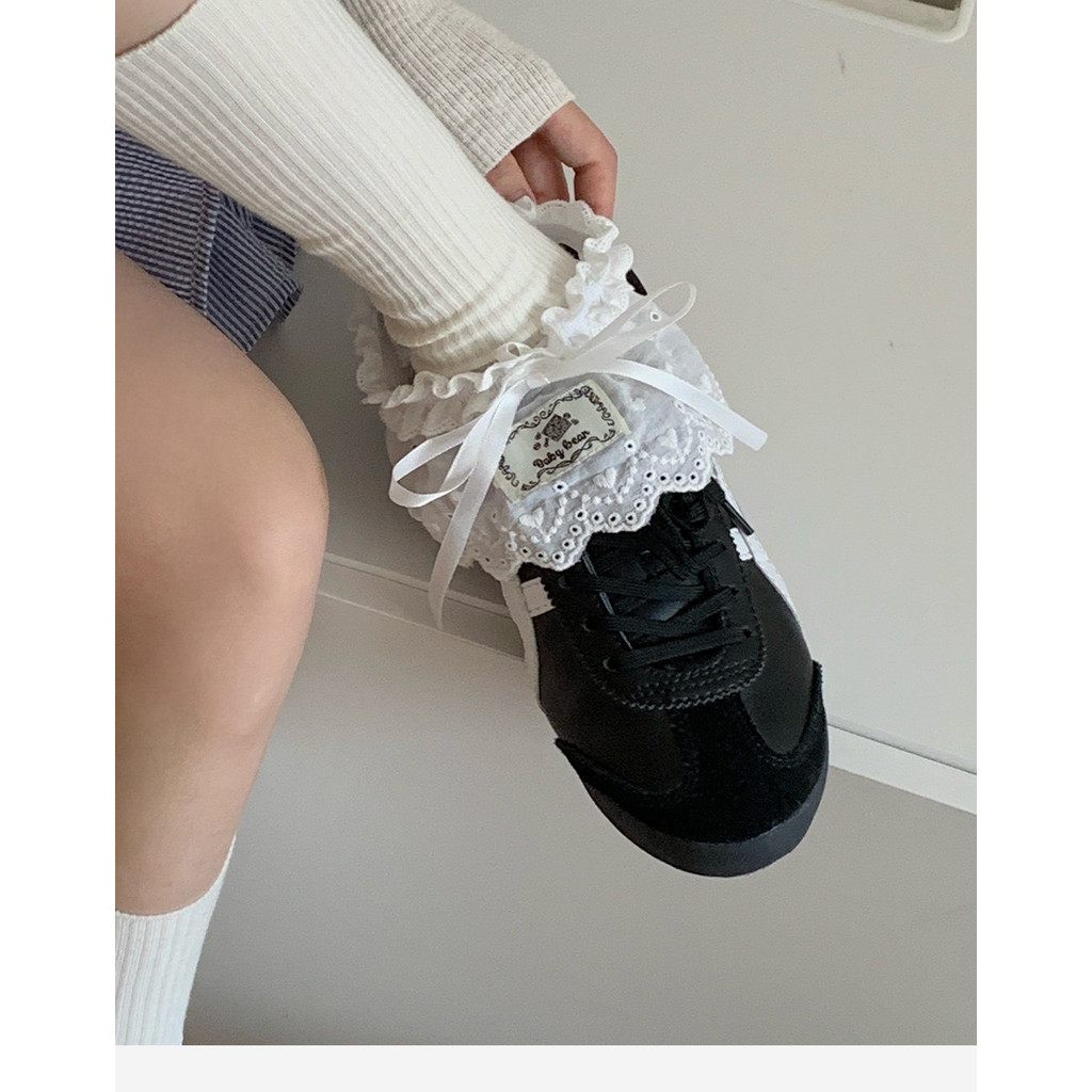 Ins Blogger สไตล์เดียวกันสไตล์บัลเล่ต์ป้ายผ้าหวานลูกไม้ไม่สม่ําเสมอ Lolita Toeless ถุงเท้า/ฝาครอบรองเท้า - รูปที่ 5