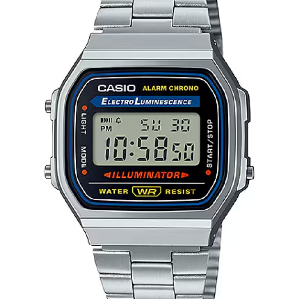 CASIO นาฬิกาข้อมือ CASIO รุ่น A-168WA-1Q วัสดุสเตนเลสสตีล สีเงิน