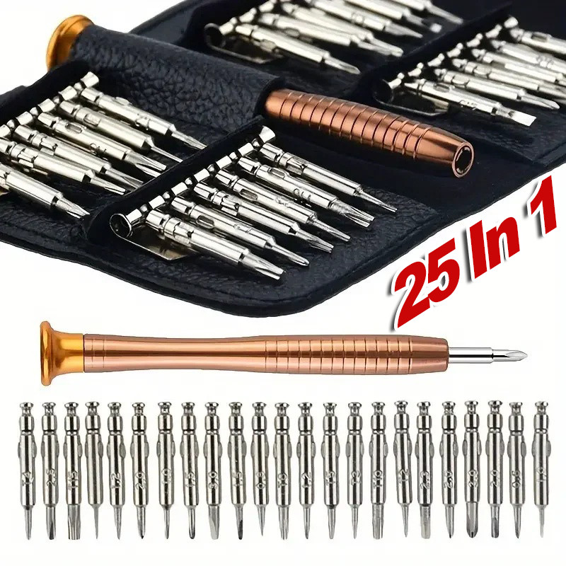ชุดไขควงพกพา 25 in 1 - Professional Precision อุปกรณ์ไขควง - DIY Hex Torx Star Repair Tool Kit - สําหรับโทรศัพท์แท็บเล็ตพีซีแก้ว