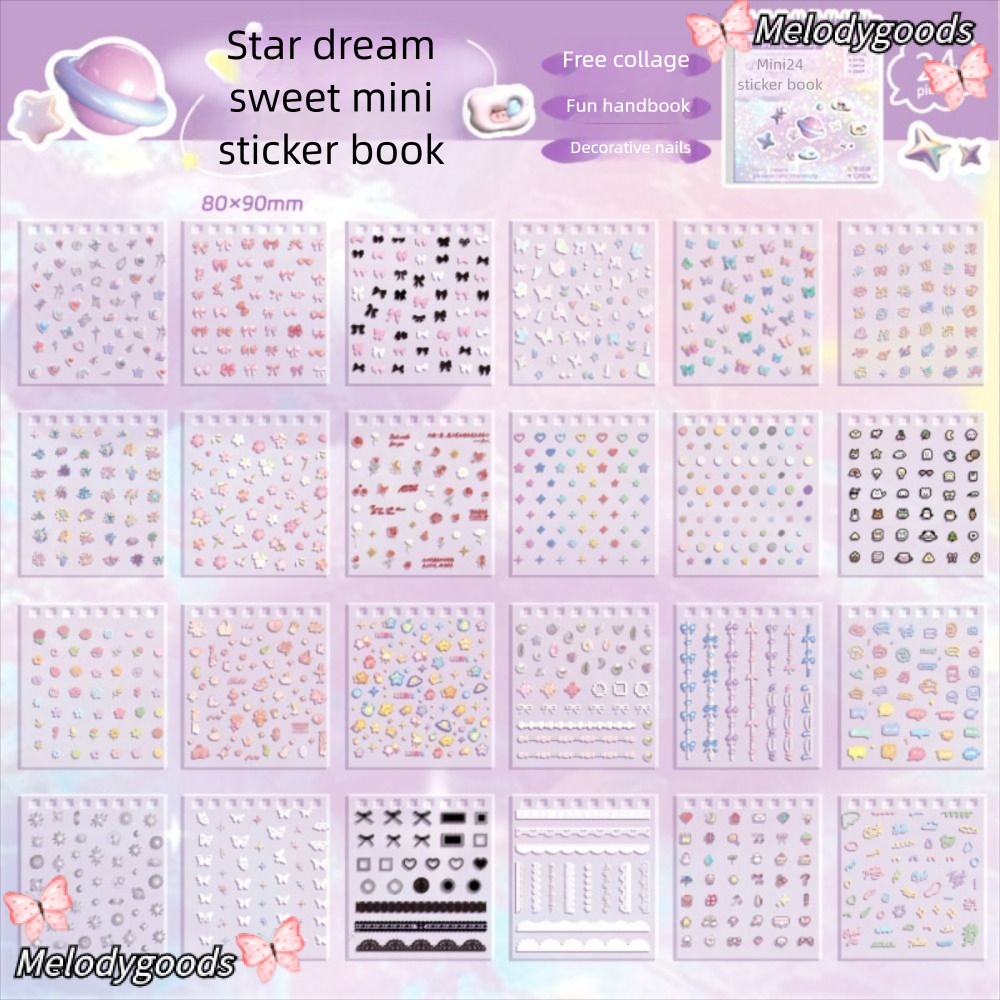MELODG 24 ชิ้นสติ๊กเกอร์ติดเล็บ,No-Repeat DIY ถ้วยสติกเกอร์,Self กาวมัลติฟังก์ชั่การ์ตูนสติกเกอร์สําหรับตกแต่งเล็บ