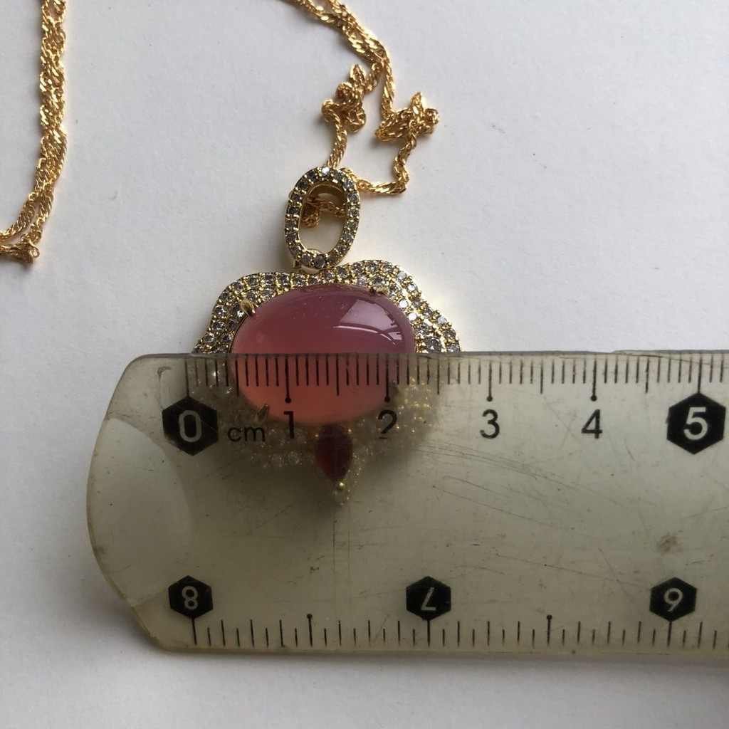 ประเทศเก่ารายการของแท้คอลเลกชันโบราณทําในราชวงศ์ชิง เฉียนหลง ปีอัญมณีสีชมพู โมรา กilt สร้อยคอจี้ 5-1