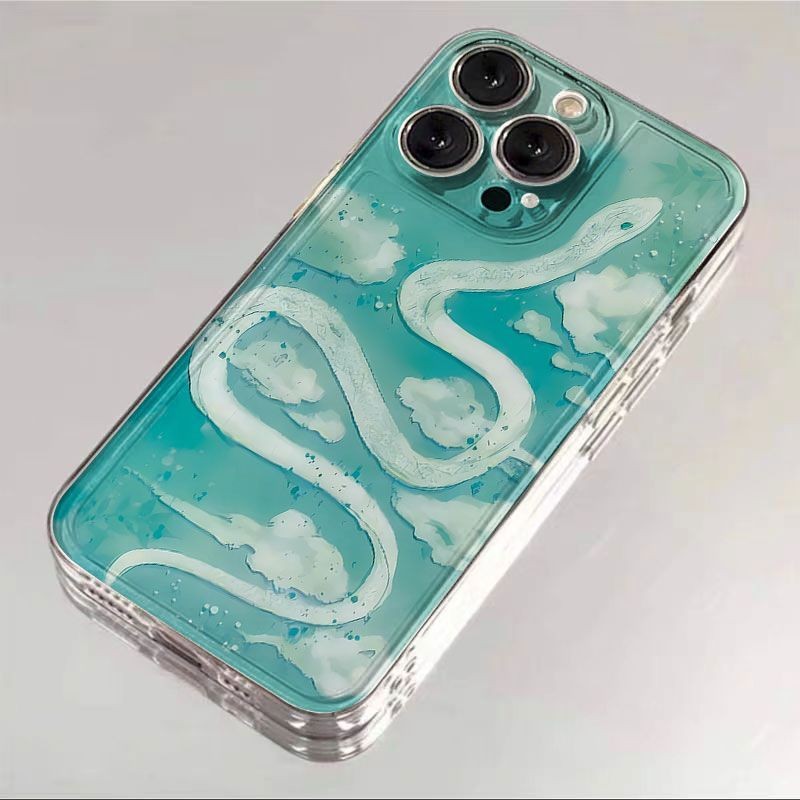 ปีใหม่ งูจำลองสีชมพูเขียวสำหรับเคสโทรศัพท์ Iphone16/15promax/14 12promax/11pro/13promaxxsmax เคสแข็ง