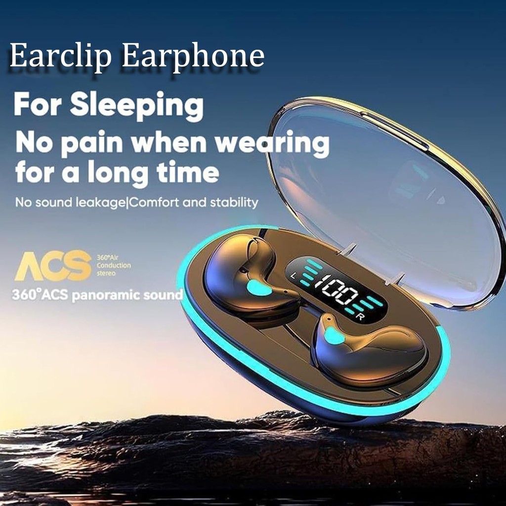 TWS X55 HIFI หูฟังไร้สายบลูทูธชุดหูฟังกันน้ํา Mini Earpiece หูฟังสเตอริโอ หูฟังสไตล์ Cochlear หูฟังนอนหลับไมโครโฟนในตัว