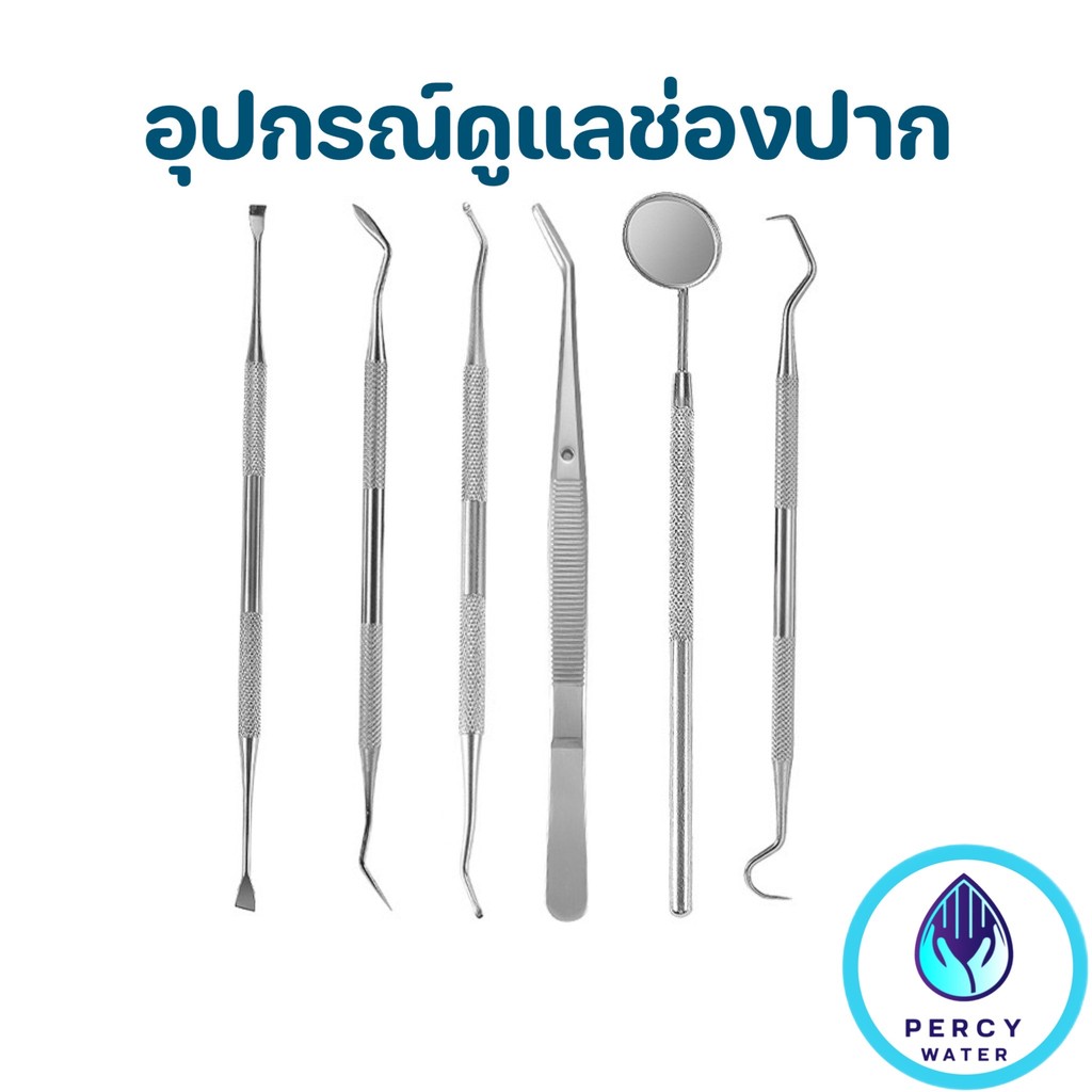 อุปกรณ์ตรวจฟัน ขูดหินปูน ส่องช่องปาก แสตนเลสแท้ เครื่องมือทันตกรรม ใช้เองที่บ้าน แยกชิ้นให้เลือก A–F