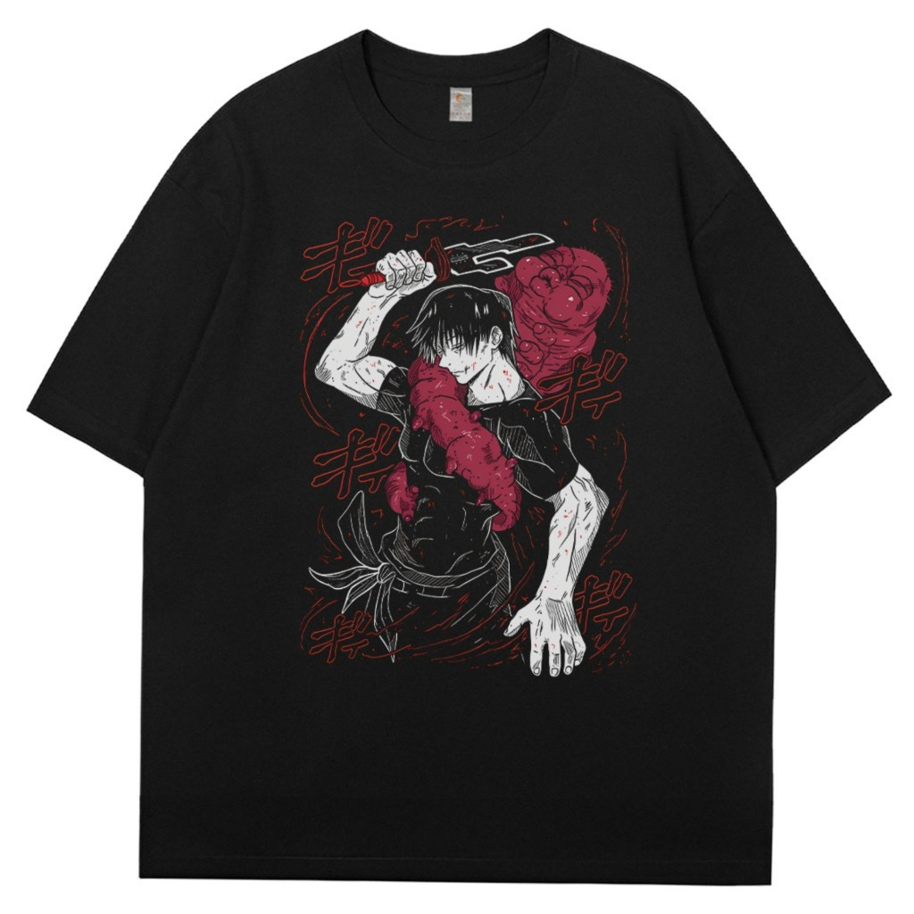 ขายร้อน เสื้อยืดคอกลม  DFT ลายอนิเมะ JUJUTSU KAISEN TOJI T-shirt สีดำ โทจิ ฟุชิงุโระ แขนสั้น การ์ตูน