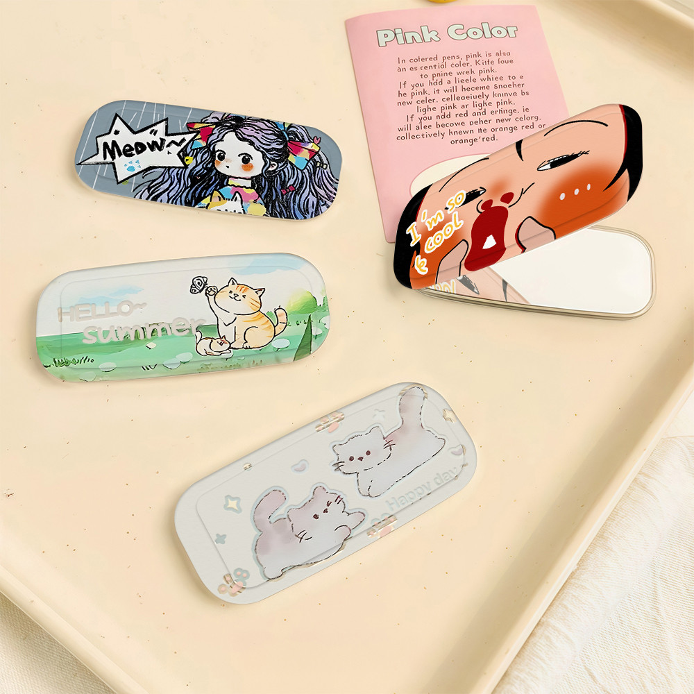 การ์ตูนน่ารัก ขาตั้งโทรศัพท์มือถือ กระจกพับได้ พับได้ สากล / แบบพกพา ที่มองไม่เห็น ที่วางโทรศัพท์ตั้งโต๊ะ  Stand Holder - รูปที่ 7