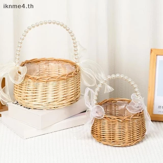 [ikn] Willow หวายสีเหลืองตะกร้าจัดดอกไม้ตะกร้าสานแข็งแรงขนาดเล็กตะกร้าหวายแฮนด์เมด [TH]