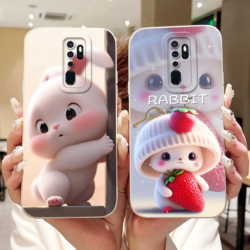 สําหรับOPPO A9 (2020) / A5 (2020) ใหม่น่ารักกระต่ายแมวการ์ตูนปลอกOppo A9 A5 2020 เลนส์ป้องกันซิลิโคนอ่อนนุ่มเคสโทรศัพท์