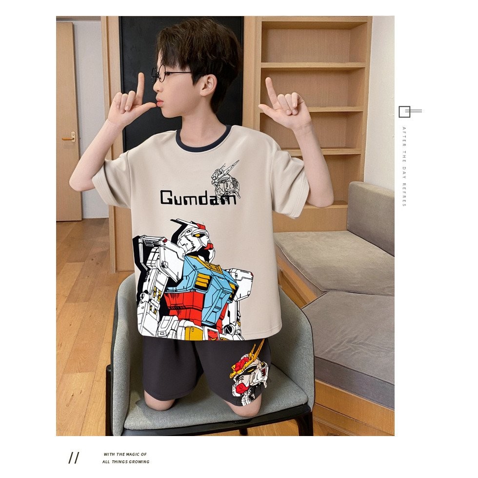 ชุดนอนเด็กชาย ชุดนอนเด็ก ชุดนอนฤดูร้อนแบบบาง ฤดูร้อนสำหรับเด็กชายใหญ่ ชุดนอนฤดูร้อนสำหรับนักเรียนชาย การ์ตูน - รูปที่ 7