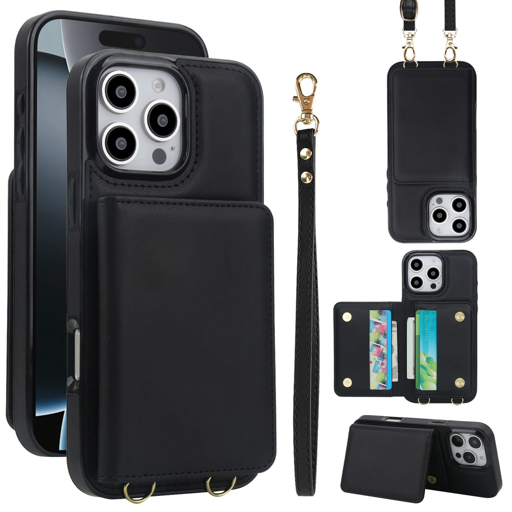 เคสโทรศัพท์ เคส Card Case สําหรับ iPhone 16 17 Pro Max พร้อมสายคล้อง Lanyard กระเป๋าใส่เหรียญเคสโทรศัพท์พร้อมการ์ดสําหรับ iPhone 16 pro max 14 PRO MAX 15 16 Plus 11 12 13 promax 17 Air Case XS XR พร้อมกระเป๋าสตางค์กระเป๋า