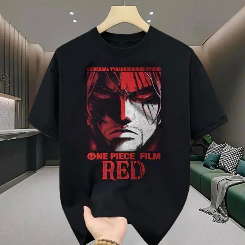 เสื้อยืดผู้ชายเท่ๆ คอกลม-แขนสั้น สกรีนลายการ์ตูนสุดเท่ เสื้อยืดสตรีทแฟชั่นผู้ชายสุดฮิต โอเวอร์ไซส์ เสื้ออนิเมะเท่ๆ สีดำ