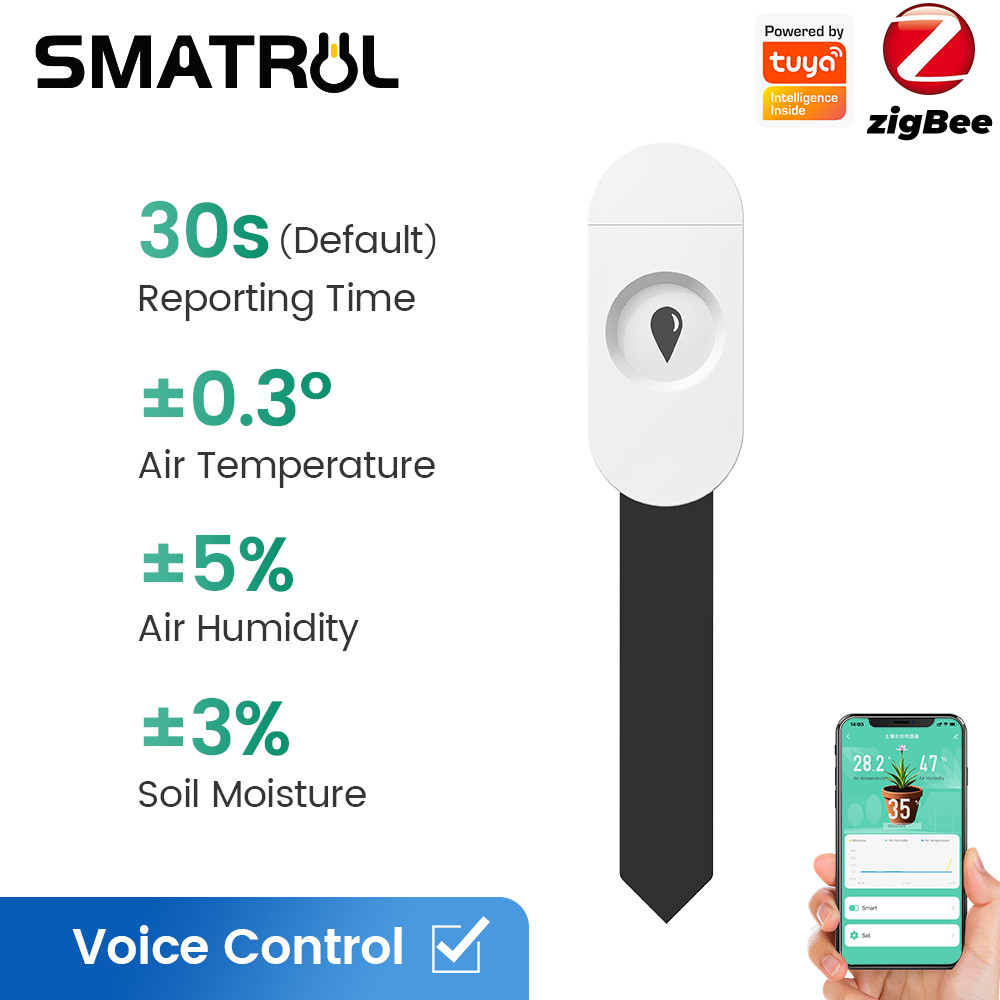 SMATRUL Tuya สมาร์ท Zigbee ดิน Moisture Meter Sensor การตรวจสอบพืชดอกไม้เครื่องตรวจจับ Potted สนามหญ้า Moisture Test เครื่องมือเหมาะสําหรับปลูกสวน Care เครื่องวัดอุณหภูมิ