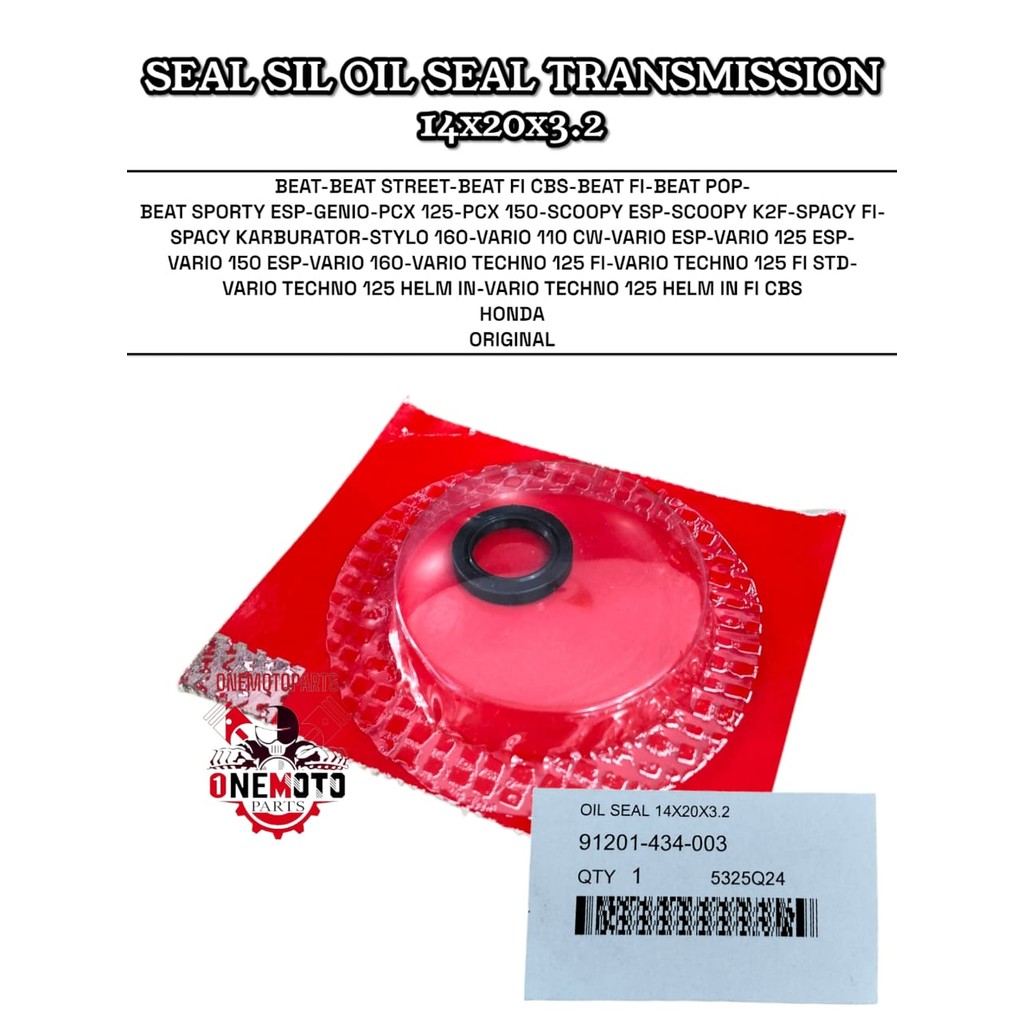 ซีลซิลซิลซิล TRANSMISSION 14x20x3.2 BEAT GENIO PCX SCOOPY SPACY STYLO VARIO HONDA 91201-434-003 เดิม