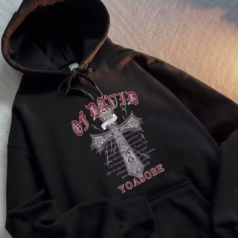 2024ใหม่ฤดูใบไม้ร่วงคู่บาง Retro พิมพ์ตัวอักษรแห้งเร็วหลวม hoodie