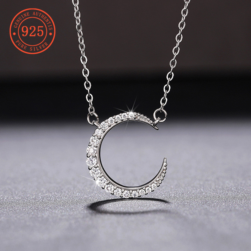 SHEFULI หรูหราอเนกประสงค์ Full Diamond Moon สร้อยคอผู้หญิง CSX152