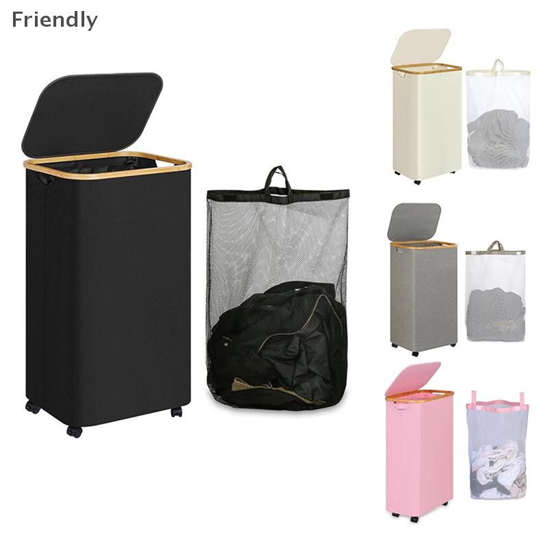 [ที่เป็นมิตร] 110l Rolling Laundry Hamper มีล้อตะกร้าซักผ้าความจุสูงพร้อมฝาปิดสําหรับเสื้อผ้าของเล่นตะกร้าเสื้อผ้าพร้อมฝาปิดตาข่าย Boutique