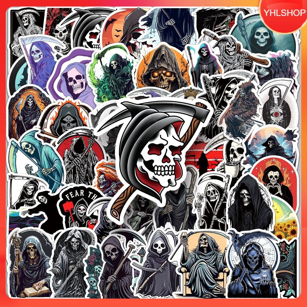 🍀ส่งจากไทย🍀 50แบบ สติกเกอร์ ผี ยมทูต มัจจุราช Grim Reaper Sticker Horror Gothic Style Halloween พร้อ