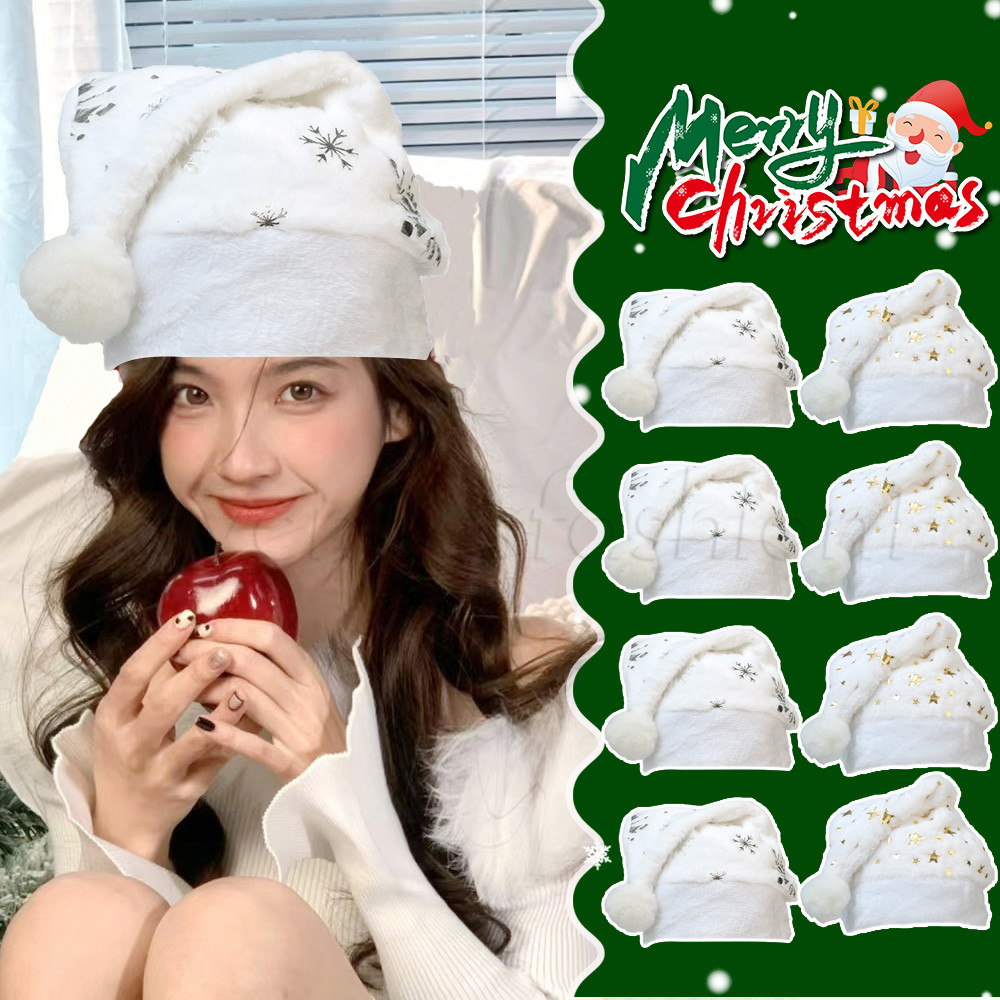 หมวกคริสต์มาสปั๊มร้อนตุ๊กตา-สําหรับฤดูหนาว-ตกแต่งงานปาร์ตี้อินเทรนด์-หมวกบีนนี่คริสต์มาส-เรียบง่ายแฟชั่นนุ่ม-หมวกปักเลื่อมเกล็ดหิมะทองผู้ห